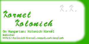 kornel kolonich business card